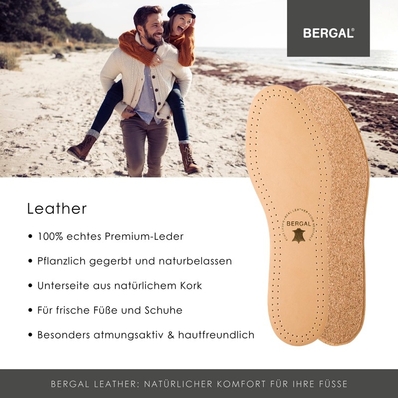 Bergal Schafleder Kork Orthotic Insole, Brown (Braun), 37 EU