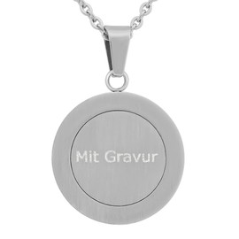 Hanessa - Engraved Zodiac Pendant Necklace, Made of Stainless Steel with Engraving on the Back Birthday or Christmas gift in silver or gold., Stainless Steel