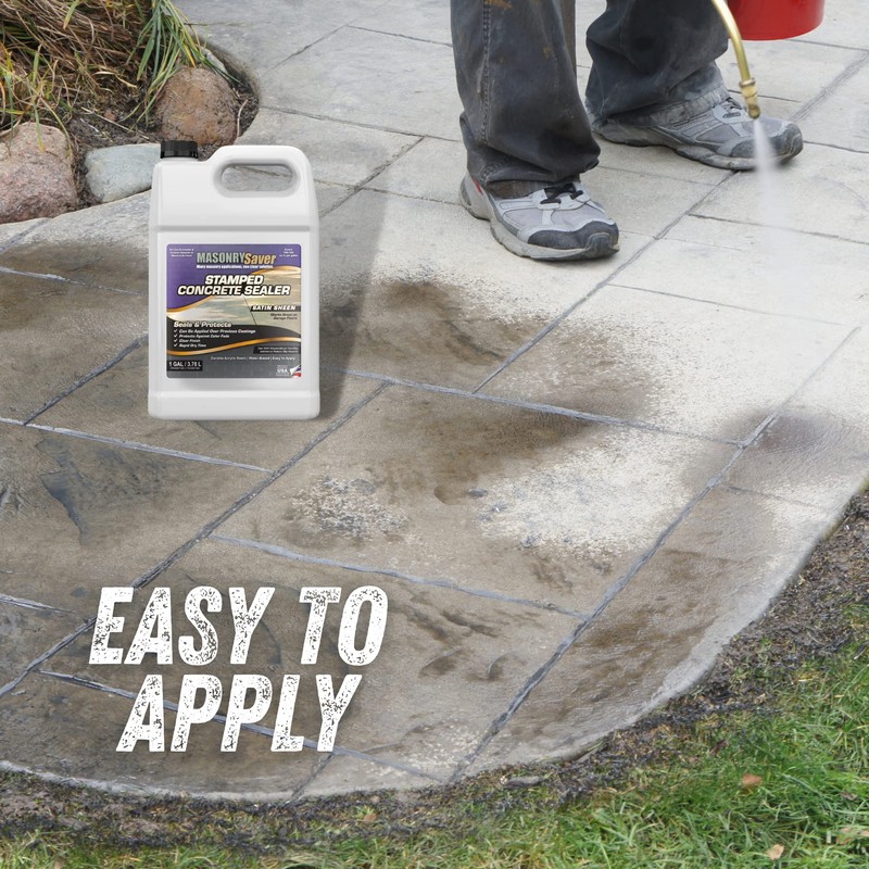 MasonrySaver Stamped Concrete Sealer, 1 Gallon - Clear, Water-Based Satin