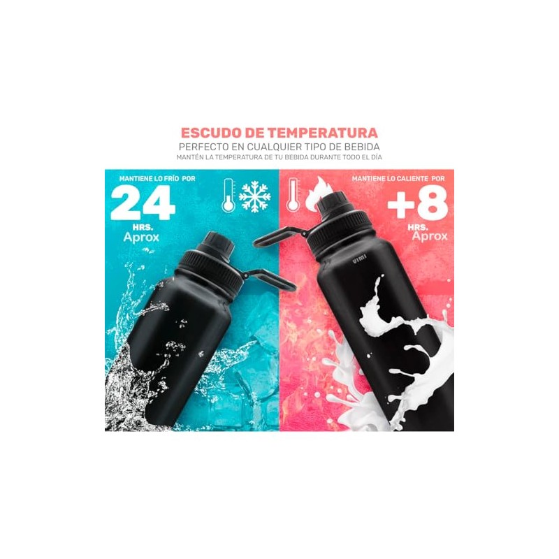 Botella Agua Fría Caliente 1.2 L Termo Acero Inoxidable