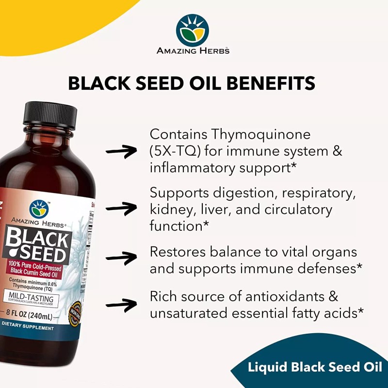 Amazing Herbs Egyptian Black Cumin Seed Oil 100% Pure Mild