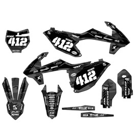 2018-2023 SX 85 Apache Grey Senge Graphics Complete Kit with Rider I.D. Compatible with KTM
