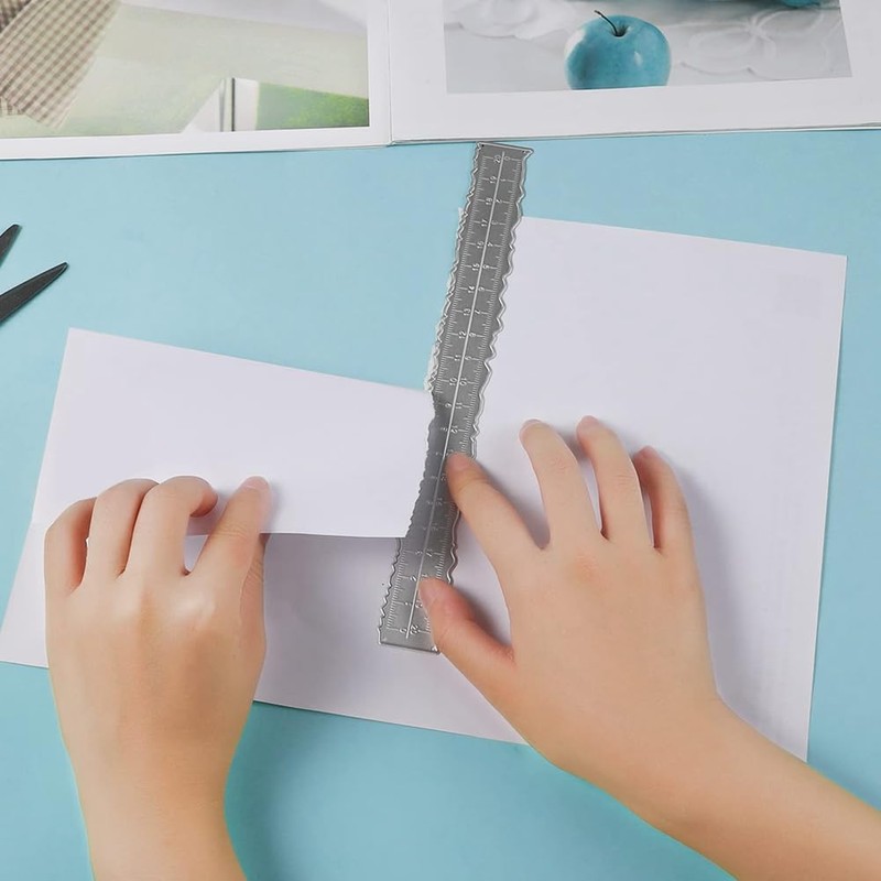 Nagoyuki 3 Styles Irregular Edge Ruler,Metal Craft Ruler Paper Tearing
