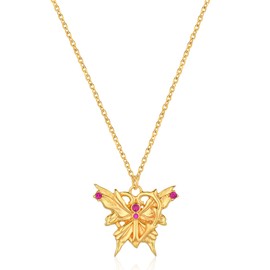 Fettero Butterfly Necklace 14K Gold Plated Heart Pendant Necklace Stylish Minimalist Design Necklace Good Luck Jewelry for Women(Heart Butterfly)