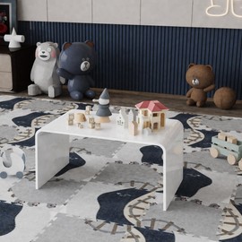 Ageszoe Sturdy and Fun White Acrylic Table for Kids, Ideal for Creative Play, Drawing, Reading, and Learning, No Installation Required, Easy to Clean (24" L x 15" W x12'' H)