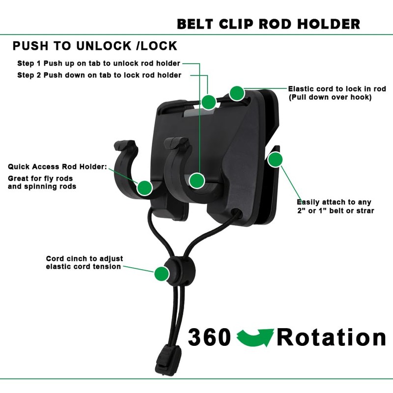 3rd Hand Fishing Rod Holder Belt Clip for Fly Fishing