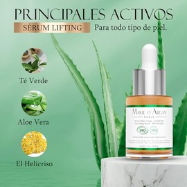 Sérum Facial Lifting Rostro Natural | Skin Care Orgánico Vegano Con Aloe Vera Té Verde | Antiedad Hidratante Unisex Para Todo Tipo De Piel | Marie d’Argan