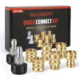 Premium Pressure Washer Quick Connect Kit, M22 Swivel to 3/8'' Quick Connect, 3/4'' to Quick Release, M22 14mm Quick Connect Pressure Washer Fittings Adapter Set for Patio Cleaning(Brass)