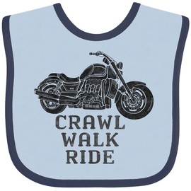 inktastic Crawl Walk Ride Motorcycle Baby Bib Blue and Navy 3ba76