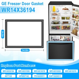 UPGRADED WR14X36194 Freezer Door Gasket Compatible with GE Freezer Door Gasket WR14X10376 GE Freezer Seal Replacement Refrigerator Door Gasket For Ge Refrigerator Door Seal WR14X10370 WR14X31558 Black