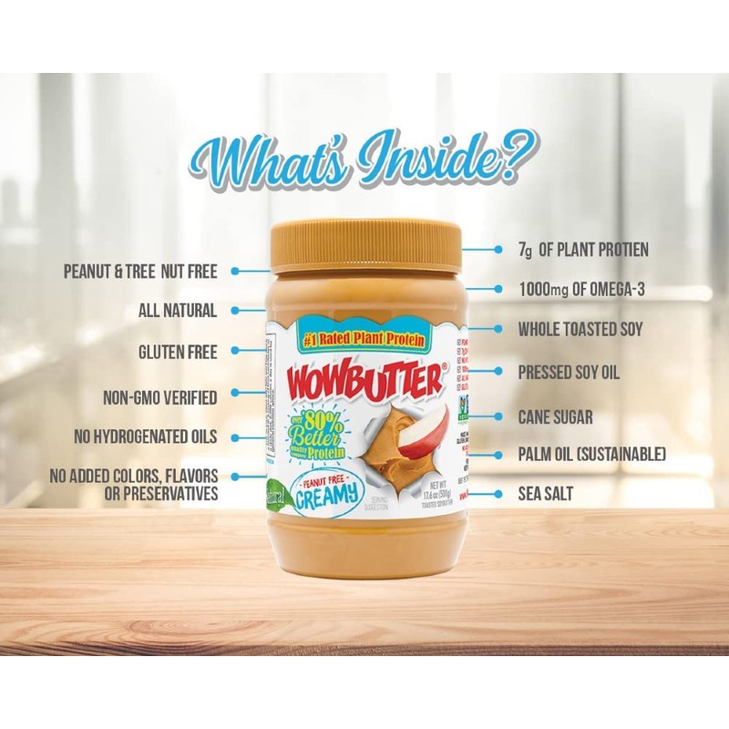 WOWBUTTER Spread Toasted Soy Creamy, 500 GR