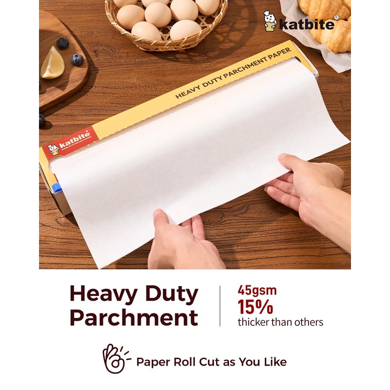 Katbite Parchment Paper Roll for Baking, 2 Pack of 15