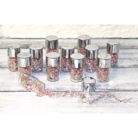 12 Silver Pink Girl Iridescence Rosary Recuerdos De Bautizo Baptism Party Favor