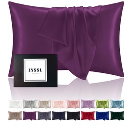 INSSL Silk Pillowcase for Women, Mulberry Silk Pillowcase for Hair and Skin and Stay Comfortable and Breathable During Sleep(Dark Purple, King)