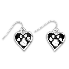 Paw Print Heart Earrings (10 Pairs of Earrings Individually Bagged)