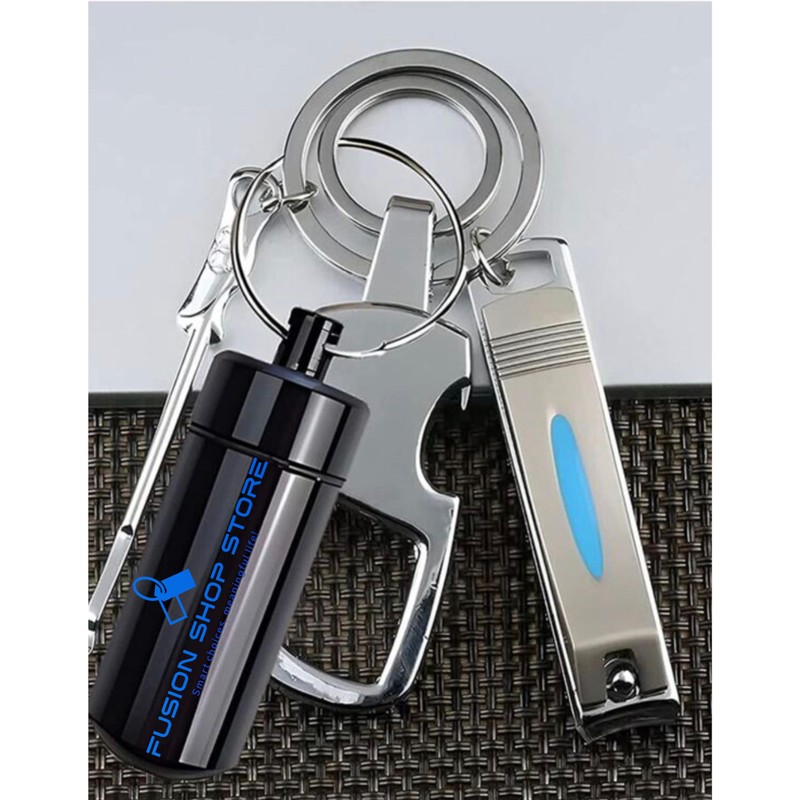 Fusion Shop Mini Keychain Pill Container - Compact Silver Key