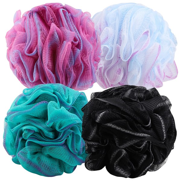 BTYMS 4 Pieces 75g Shower Loofahs Large Bath Sponge Mesh