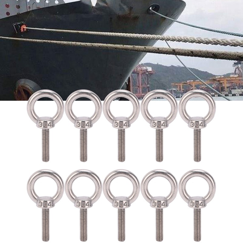 10Pcs Eye Bolt 304 Stainless Steel Lifting Round Ring Screw