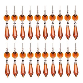 longsheng 20pcs Amber Crystal Chandelier Icicle Prisms Lamp Candelabra Replacement Parts with Octagon Beads,DIY Crystal Curtain Pendants 38mm