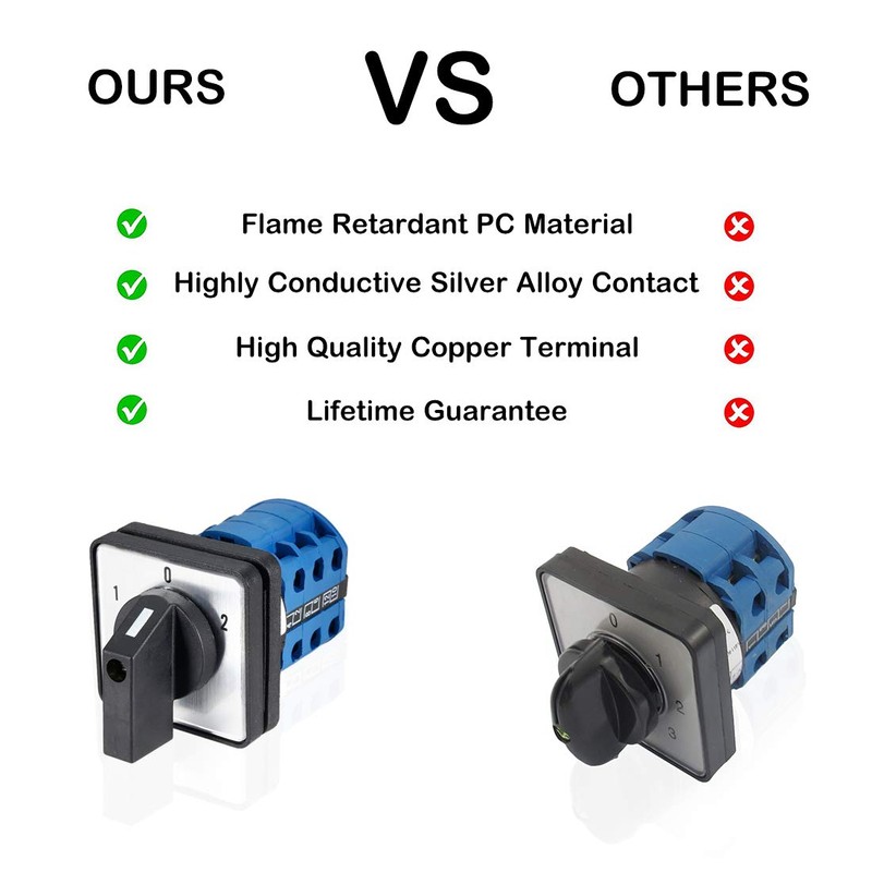 VictorsHome Changeover Switch LW28-20 3 Positions 12 Terminals Universal Rotary