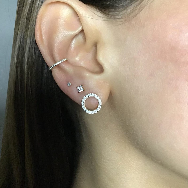 Women's 925 Sterling Silver Stud Earrings with Sparkling Zirconia Crystals