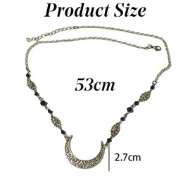 Moon Head Chain Black Pearl Headdress Vintage Festival Hair Chain Jewellery for Women