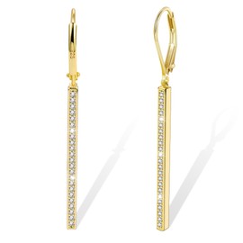 Gold Earrings Women, Hanging Earrings Light Hanging Zirconia Bar Pendant Drop Earring Small Huggie Hangings Dangle Earring Minimalist Jewelry for Women Girls