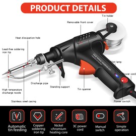 Versatile Manual Soldering Gun, Welder Five-Piece Set, Internally Heated Industrial Welding Tools with Solder Wire Rolls, Stand and Accessories Welding Tool Set
