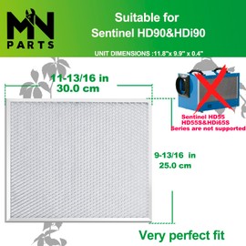 MNPARTS MERV 8 Filter Dehumidifier Filter Sentinel HD90/HDi90 for dehumidifiers Replacement Parts 11.8'' x 9.9'' (2packs) Does not Support HD55 HD65 Series
