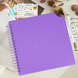 Miaikoe DIY Scrapbook Album 25.5x25.5 cm Hardcover Kraft Blank Paper Scrap Book with 40 Sheets Memory Book for Family Wedding Photography Anniversary (Purple)