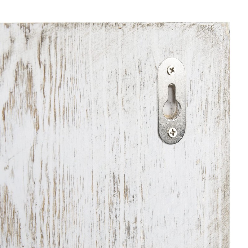 MyGift 2 Tier Wall Mounted Shabby White Washed Solid Wood