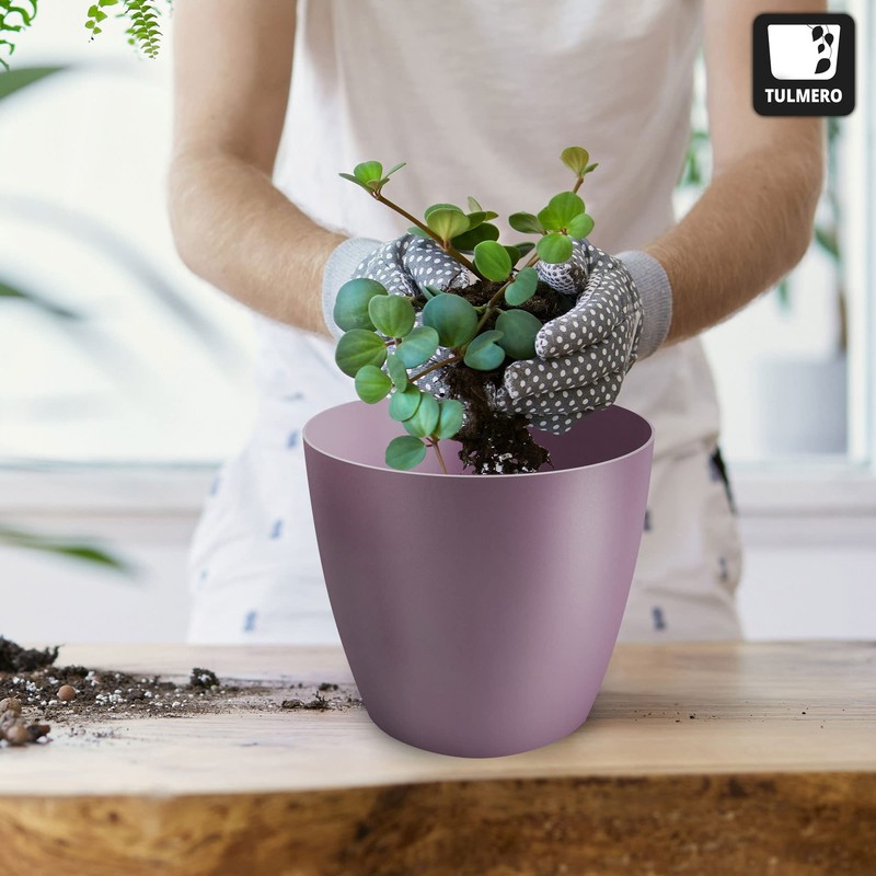 TULMERO Matte Flower Pot, Plastic Planter, Decorative Pot for Large