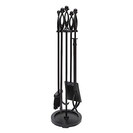 Minuteman International Lincoln Fireplace Tool Set, Black