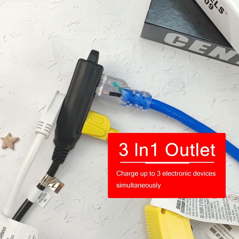 EP Cable de extensión de enchufe plano de 15 pies,