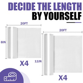 CAREGY Food Vacuum Sealer Rolls Bags 8 Pack 4 Rolls 8'' x 20' and 4 Rolls 11''x 20' Commercial Grade BPA Free Bag Rolls Embossed Food Saver Bags for Meal Prep,Sous Vide Cooking and Food Storage