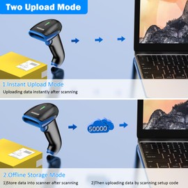 Symcode Wireless Bluetooth Barcode Scanner,3-in-1 Bluetooth & USB Wired & 2.4G Wireless Barcode Reader Scanner 2D 1D QR Code Automatic Fast Precise Bar Code Scanner for Phone Laptop Tablet