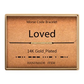 SANNYRA Adjustable Loved Morse Code Bracelet, Secret Message Friendship Trendy Jewelry for Women, 14k Gold Plated Beads on Silk Cord Friendship Gift for Her