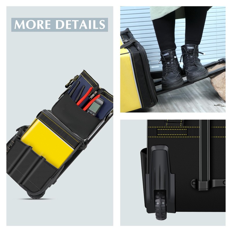POWSTR 21" Rolling Tool Bag with Wheels,Waterproof Rolling Tool Tote