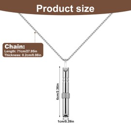 Mikovivi Mindfulness Breathing Necklace, Titanium Steel Anxiety Relief Breathlace Silver Whistle Quit Smoking Necklace for Women Men Meditation(Style 1)