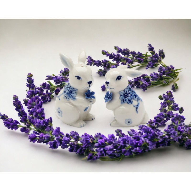 Cosmos Gifts 20907 Blue Print Bunnies Salt and Pepper