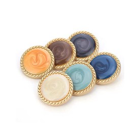 5 PCS Vintage Gold Women's Buttons for Clothing Decoration Metal Coat Button DIY Sewing Craft Accessories (White, 15mm)
