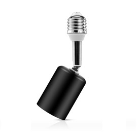 Ceramic Light Bulb Socket Extender, Heat-Resistant E26/E27 Light Socket Adapter with 4.5 Inch Extension for Camera, Lamp, Vertical 180° & Horizontal 360° Adjustable, Max150W (Black) (1) (1)