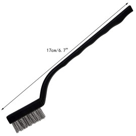 Topbuti 15 Pcs Mini Stainless Steel Wire Brush Set for Cleaning Welding Slag Rust, Wire Bristle Scratch Brush Set, Curved Handle Brushes