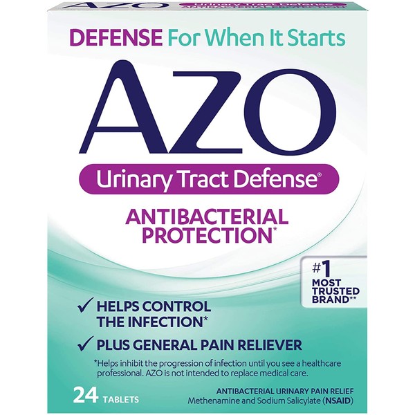 AZO Urinary Tract Defense Antibacterial Protection | Helps Control a UTI Until You Can See a Doctor | #1 Most Trusted Urinary Health Brand | 24 Tablets