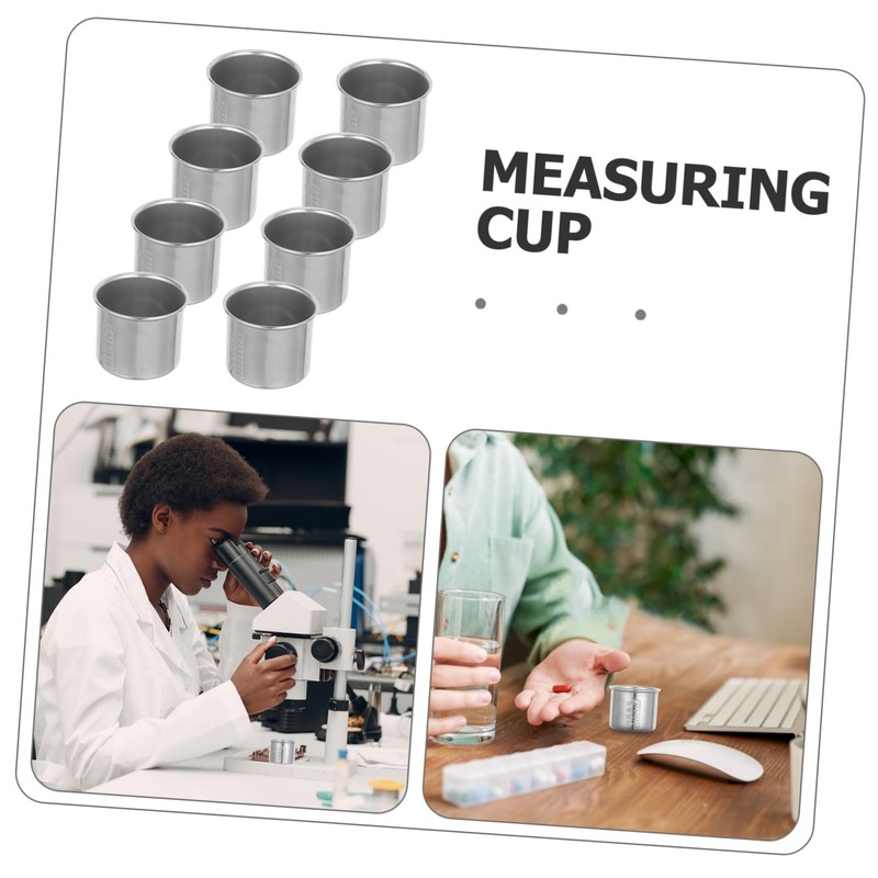 CHILDWEET 8pcs Stainless Steel Graduated Measuring Cups Dosing Container for