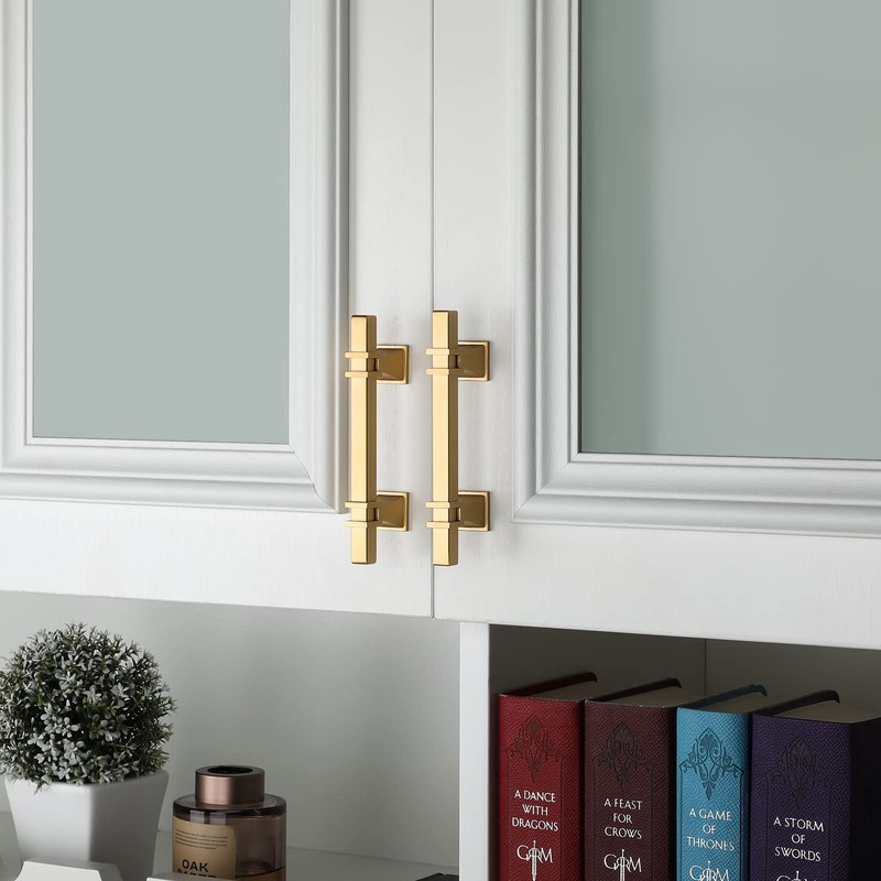 Haliwu 10 Pack Gold Cabinet Pulls, 3 inch Brushed Brass
