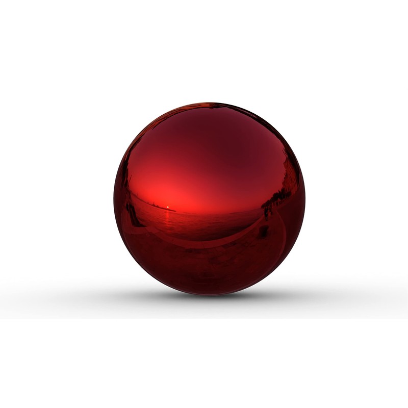 Lulu Decor, Red Stainless Steel Gazing Mirror Ball Size 12,