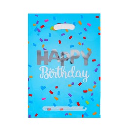 DWUENT 40 Pcs Plastic Birthday Party Bags for Kids, Colorful Star Small Gift Bags with 4 Styles (10 Each) - Durable Goodie Bags for Boys & Girls Party Favors