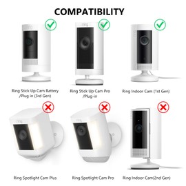 2Pack Security Wall Mount for Ring Stick Up Cam Battery/Plug-in 3rd Gen/Stick Up Camera Pro Battery/Ring Indoor Cam(1st Gen), Adjustable Ring Outdoor Indoor Camera Mount with Two Installation Ways
