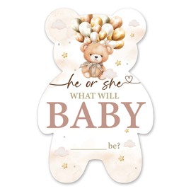 brayqu He or She Bear Gender Reveal Invitations Gender Reveal Bear Shaped Invitations Fill-in Gender Neutral Reveal Party Invites (20 Invitations with Envelopes)